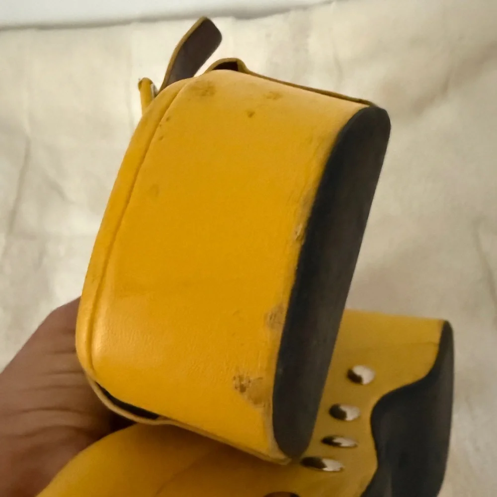 Staud Remi Platform Leather Buckle Sandals - Yellow 39 9 - Picture 4 of 10